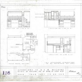 Plan (tracing) - Queen Victoria Building (QVB) - Alterations to gallery rear of shop no.475, 1918