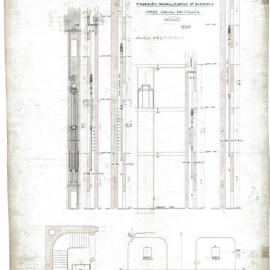 Plan (tracing) - Queen Victoria Building (QVB) - Automatic water saving passenger lifts, 1895
