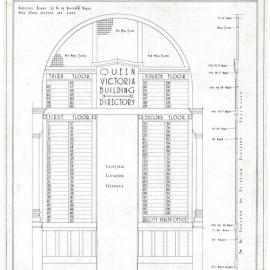 Plan (tracing) - Queen Victoria Building (QVB) - Directory board at Market Street entrance, 1919
