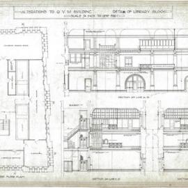 Plan (tracing) - Queen Victoria Building (QVB) - Detail of library block, 1917