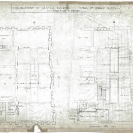 Plan (tracing) - Queen Victoria Building (QVB) - Detail of library block, 1917
