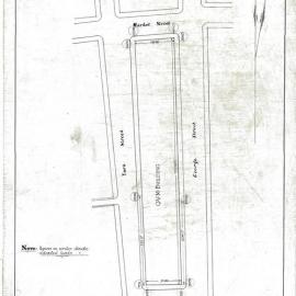 Plan (tracing) - Queen Victoria Building (QVB) - Street plan showing building site, 1892