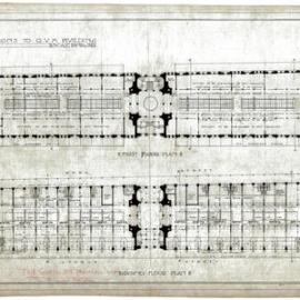 Plan (tracing) - Queen Victoria Building (QVB) - Floor plan - Ground and first floor, 1914