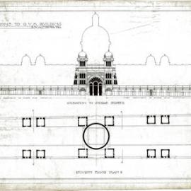 Plan (tracing) - Queen Victoria Building (QVB) - Alterations - Fourth floor and elevation, 1914