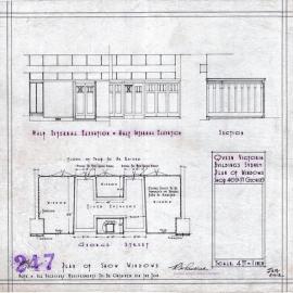 Plan (tracing) - Queen Victoria Building (QVB) - Windows for shop 469-471 George Street, 1918