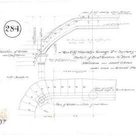 Plan (tracing) - Queen Victoria Building (QVB) - Details of bent girders to staircases, 1892