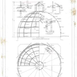 Plan (tracing) - Queen Victoria Building (QVB) - Frame of glass dome under main central dome, 1892