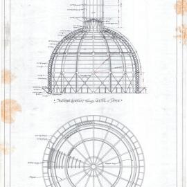 Plan (tracing) - Queen Victoria Building (QVB) - Framework of central dome and lantern, 1892