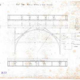 Plan (tracing) - Queen Victoria Building (QVB) - First floor curbs and girders, main opening, 1892
