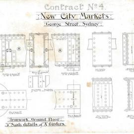 Plan (tracing) - Queen Victoria Building (QVB) - Ground floor ironwork, A girders, 1892