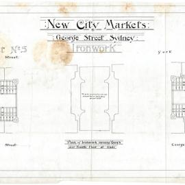 Plan (tracing) - Queen Victoria Building (QVB) - Fourth floor ironwork for roofs, 1892