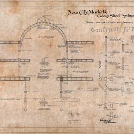 Plan (tracing) - Queen Victoria Building (QVB) - Ironwork - Cross section through main avenue, 1892