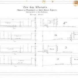 Plan (tracing) - Queen Victoria Building (QVB) - Pavement and stall lights at shop entrances, 1892