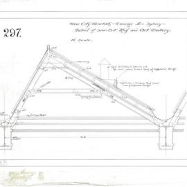 Plan (tracing) - Queen Victoria Building (QVB) - Saw-cut roof over art gallery, 1892