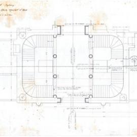 Plan (tracing) - Queen Victoria Building (QVB) - Ground floor staircase, Market St end, 1892