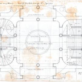Plan -Plan (tracing) - Queen Victoria Building (QVB) - First floor showing staircases, 1892