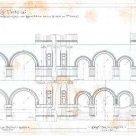 Plan (tracing) - Queen Victoria Building (QVB) - Piers and arches under central dome, 1892