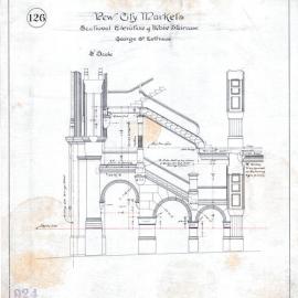 Plan (tracing) - Queen Victoria Building (QVB) - Sectional elevation of main staircase, 1892