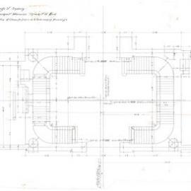 Plan (tracing) - Queen Victoria Building (QVB) - Basement staircases, Market Street end, 1892
