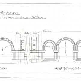 Plan (tracing) - Queen Victoria Building (QVB) - Pier and arches supporting main dome, 1892