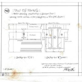 Plan (tracing) - Queen Victoria Building (QVB) - Cross section of second floor joists and girders, 1892