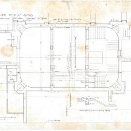 Plan (tracing) - Queen Victoria Building (QVB) - Third floor staircase, Market Street end, 1892