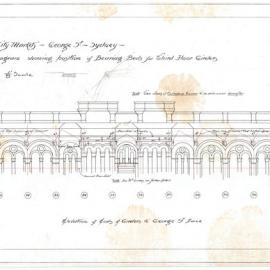 Plan - Queen Victoria Building (QVB) - Tracing - Bearing beds for third floor girders, 1892
