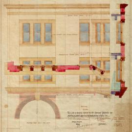 Plan - Front elevation detail of Kent Street substation and offices, Kent Street Sydney, 1910