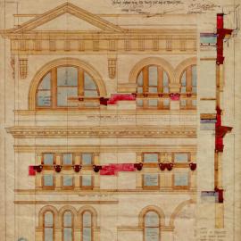 Plan - Part front elevation of Kent Street substation and offices, Kent Street Sydney, 1910