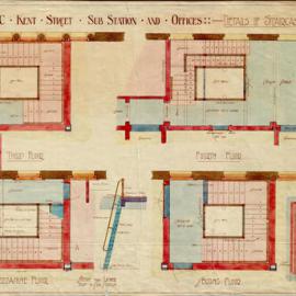 Plan - Details of staircase Kent Street substation and offices, Kent Street Sydney 1910