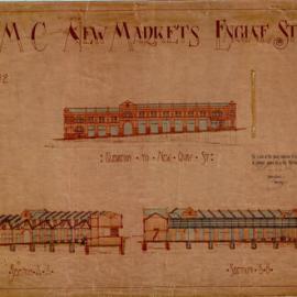 Plan - Elevation and sections Market 2, Haymarket, 1909