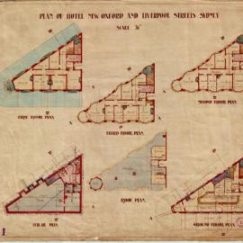 Plan - Burdekin Hotel on the corner of Oxford and Liverpool Streets Darlinghurst, 1911