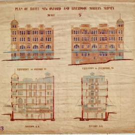 Plan - Burdekin Hotel on the corner of Oxford and Liverpool Streets Darlinghurst, 1911