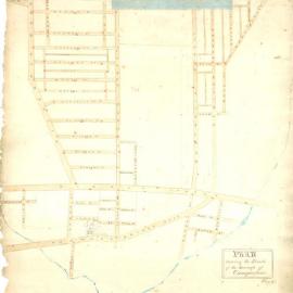 Plans, Borough of Camperdown: Plan showing streets. Undated plan by (?) Pidcock. Includes pencil 
