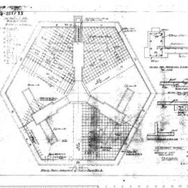 Plan - Archibald memorial fountain, revised re-arrangement of re-inforcement in basin, 1931 