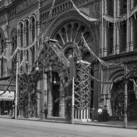 Glass Negative - Queen Victoria Building (QVB) American fleet decorations in Sydney, 1908