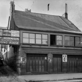 Glass Negative - Shoeing forge in Campbell Street Haymarket, 1918