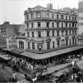 Glass Negative - Crown Studios fire 1, Market and George streets Sydney, 1918