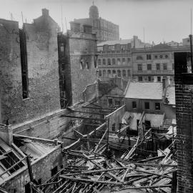 Glass Negative - Crown Studios fire in George Street Sydney, 1918