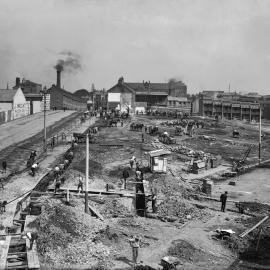Glass Negative - Construction of City Municipal Market Building Number 2 in Haymarket, 1909