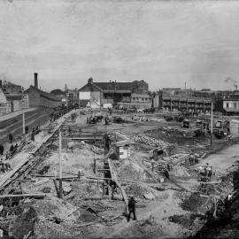Glass Negative - Construction of City Municipal Market Building Number 2 in Haymarket, 1909