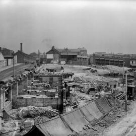 Glass Negative - Construction of City Municipal Market Building Number 2 in Haymarket, 1909