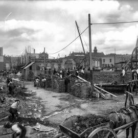 Glass Negative - Construction of City Municipal Market Building Number 2 in Haymarket, 1909