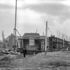 Glass Negative - Construction of City Municipal Market Building Number 2 in Haymarket, 1909