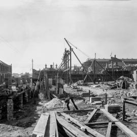 Glass Negative - Construction of the Municipal Council of Sydney Electricity Depot Camperdown, 1919