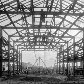 Glass Negative - Construction of the Municipal Council of Sydney Electricity Depot Camperdown, 1919