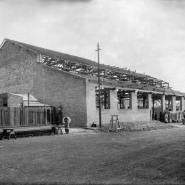Glass Negative - Construction of the Municipal Council of Sydney Electricity Depot Camperdown, 1919