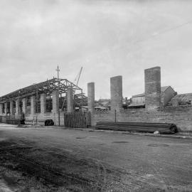 Glass Negative - Construction of the Municipal Council of Sydney Electricity Depot Camperdown, 1919