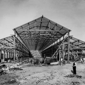 Glass Negative - Construction of the Municipal Council of Sydney Electricity Depot Camperdown, 1919