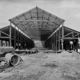 Glass Negative - Construction of the Municipal Council of Sydney Electricity Depot Camperdown, 1919
